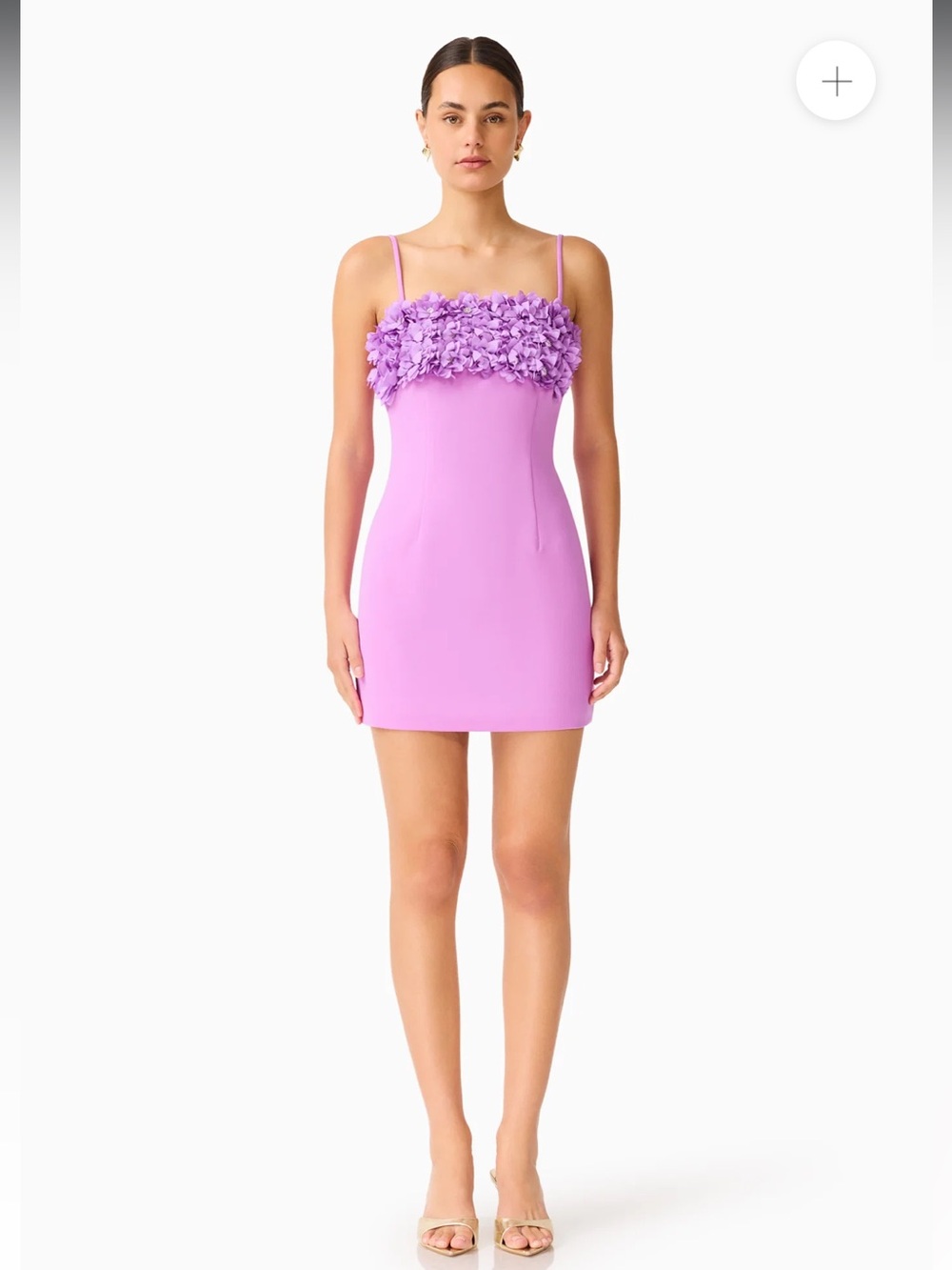elliatt solenne purple 3d floral applique spaghetti strap mini party dress small